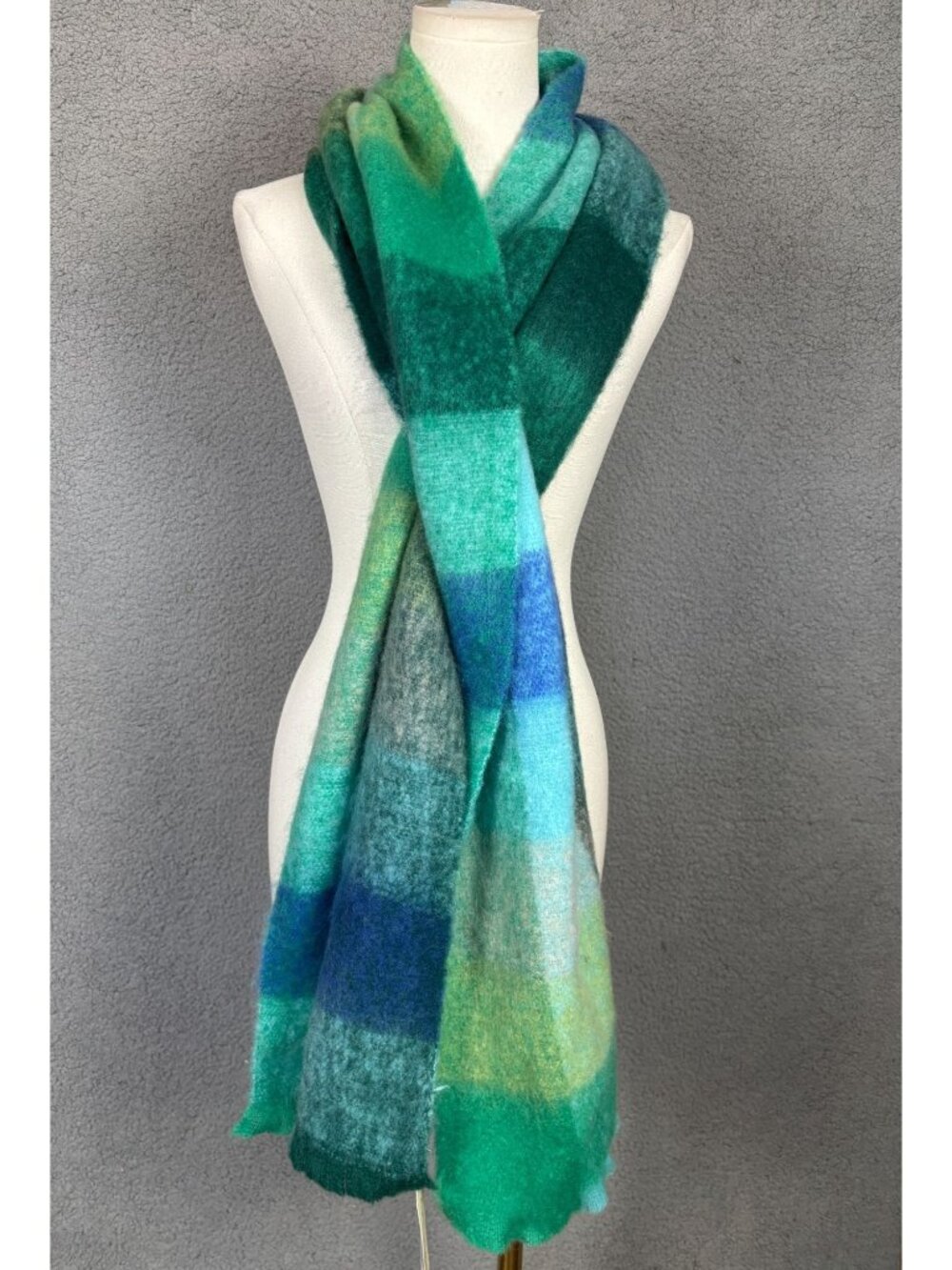 On 34th Women's Oversized Brushed Green Colorblocked Multi Use Scarf OS NWT's